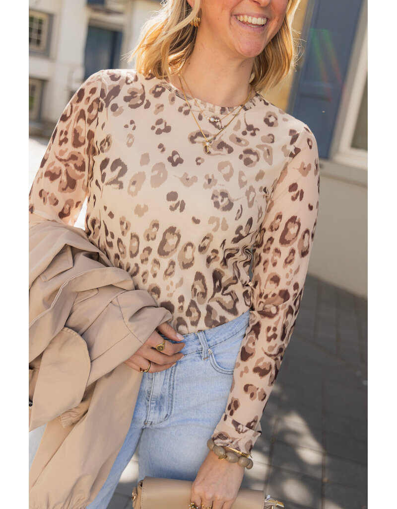 21Jewelz Mesh top met print - bruin/beige