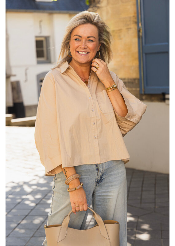 21Jewelz Wijde blouse met korte mouw - beige