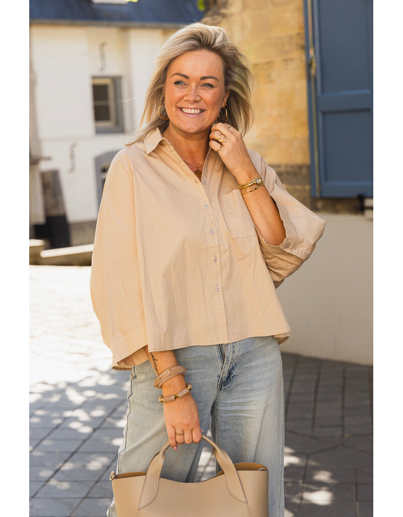 21Jewelz Wijde blouse met korte mouw - beige