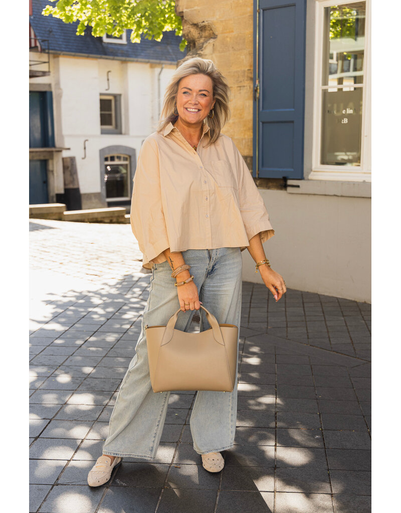 21Jewelz Wijde blouse met korte mouw - beige