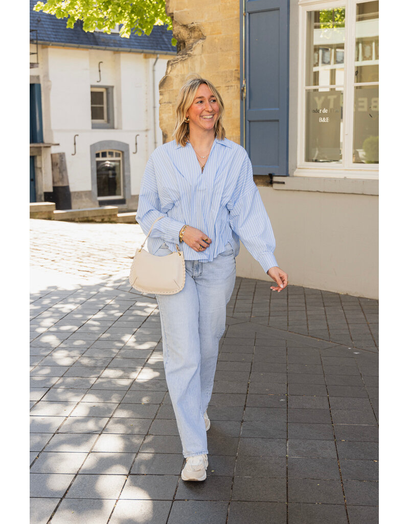 21Jewelz Gestreepte blouse met plooien - blauw