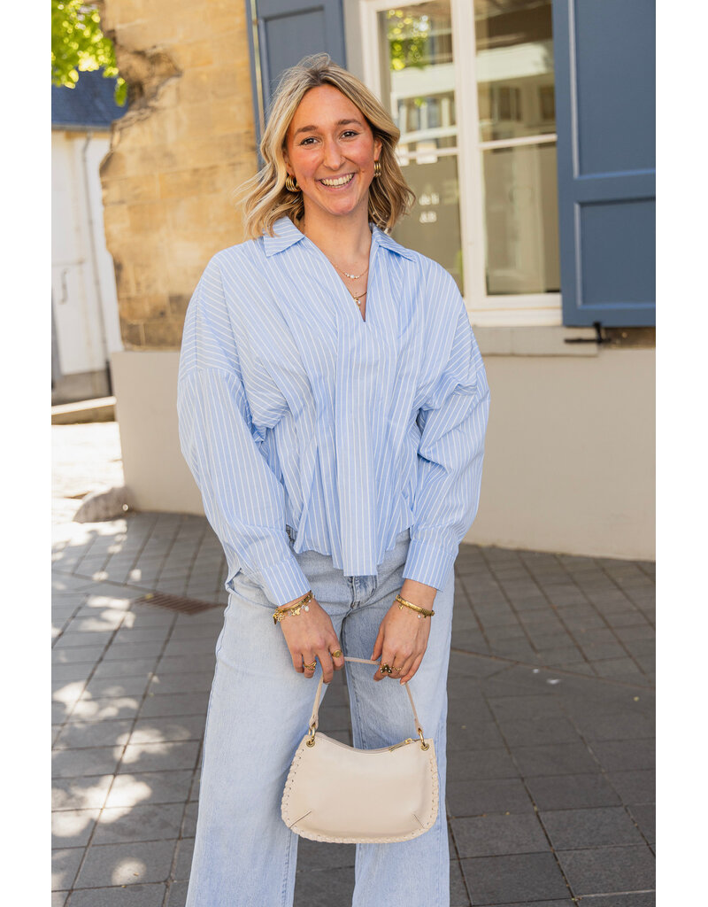 21Jewelz Gestreepte blouse met plooien - blauw