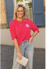21Jewelz Roze/rood gestreept shirt met embleem