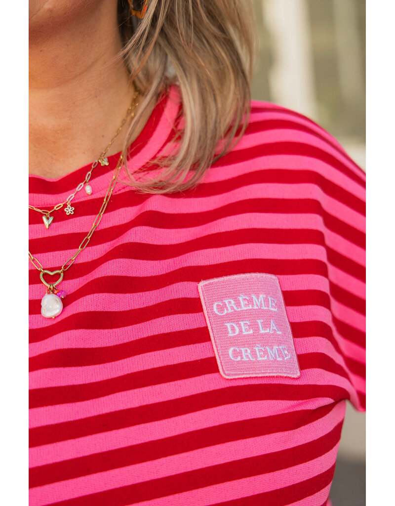 21Jewelz Roze/rood gestreept shirt met embleem