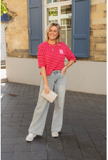 21Jewelz Roze/rood gestreept shirt met embleem