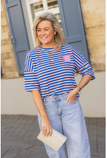 21Jewelz Roze/blauw gestreept shirt met embleem