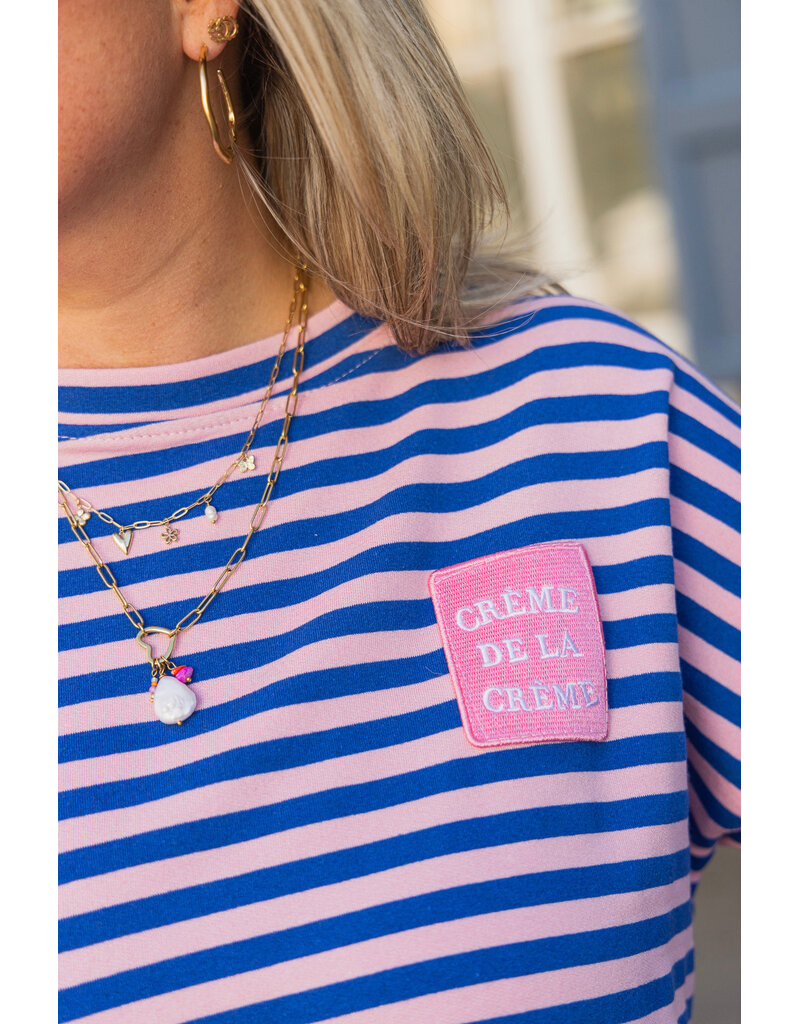 21Jewelz Roze/blauw gestreept shirt met embleem
