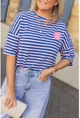 21Jewelz Roze/blauw gestreept shirt met embleem