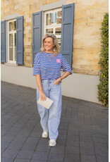 21Jewelz Roze/blauw gestreept shirt met embleem