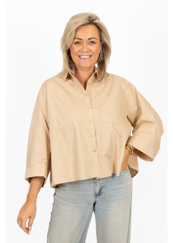 21Jewelz Wijde blouse met korte mouw - beige