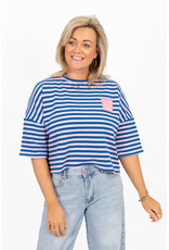 21Jewelz Roze/blauw gestreept shirt met embleem