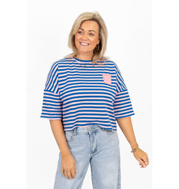 21Jewelz Roze/blauw gestreept shirt met embleem