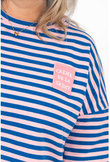 21Jewelz Roze/blauw gestreept shirt met embleem