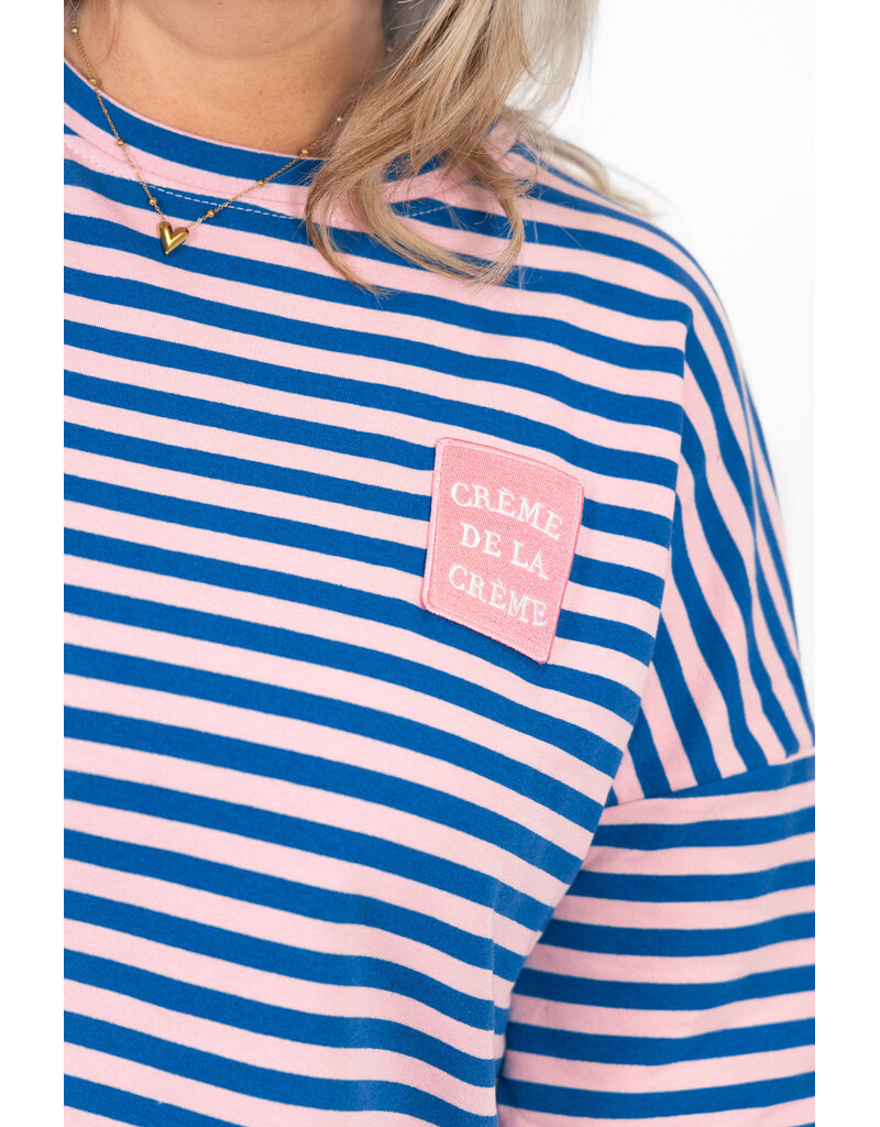21Jewelz Roze/blauw gestreept shirt met embleem