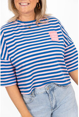 21Jewelz Roze/blauw gestreept shirt met embleem