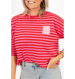 21Jewelz Roze/rood gestreept shirt met embleem
