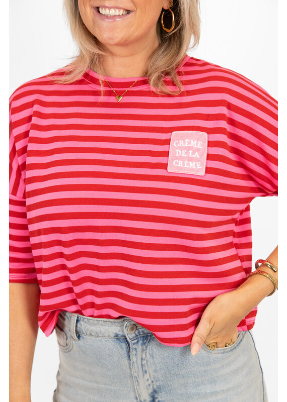 21Jewelz Roze/rood gestreept shirt met embleem