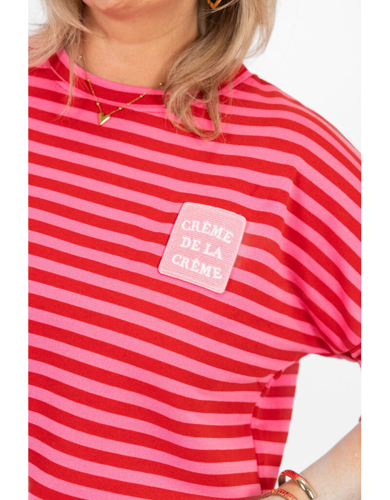 21Jewelz Roze/rood gestreept shirt met embleem