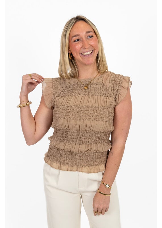21Jewelz Strakke top met structuur - donker beige