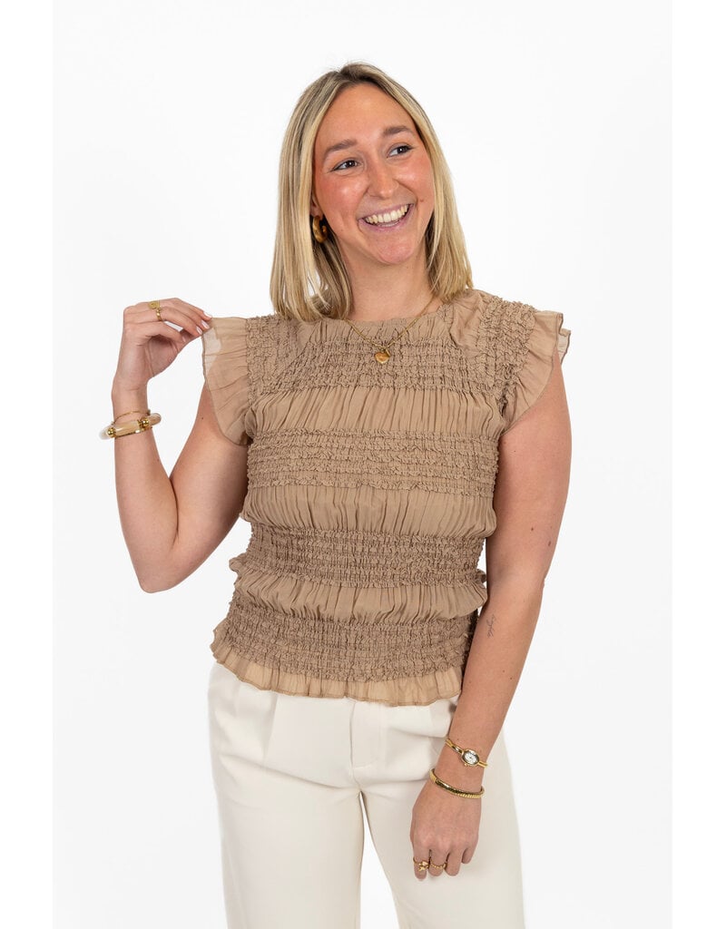 21Jewelz Strakke top met structuur - donker beige