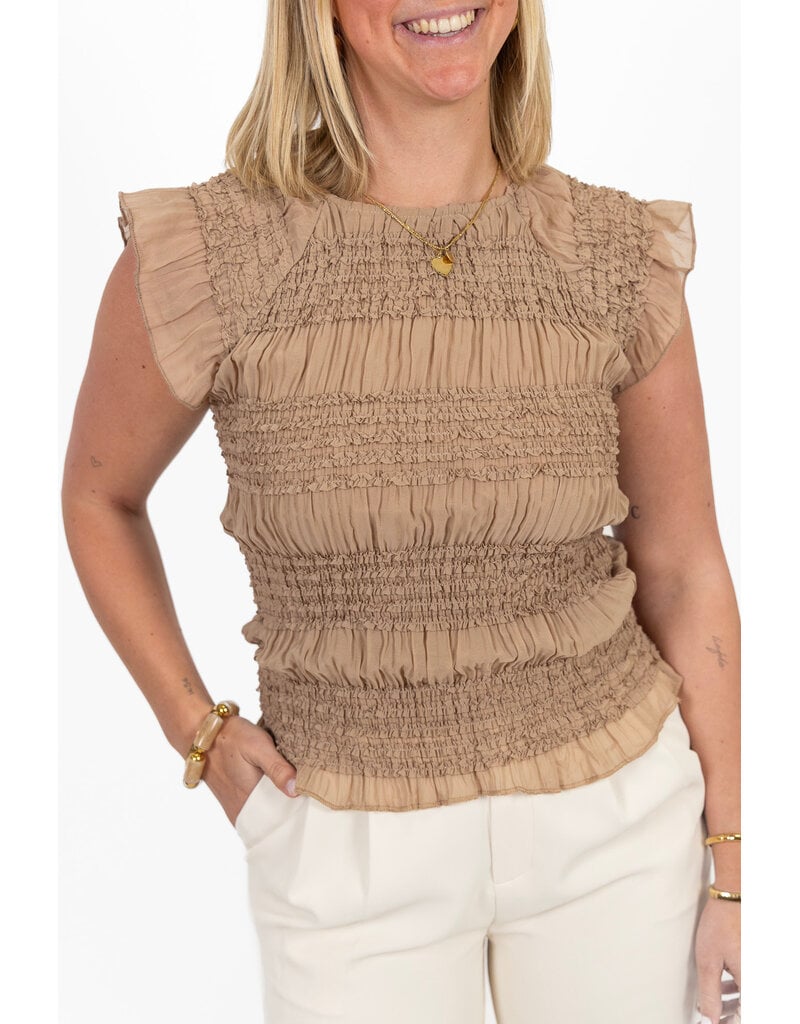 21Jewelz Strakke top met structuur - donker beige