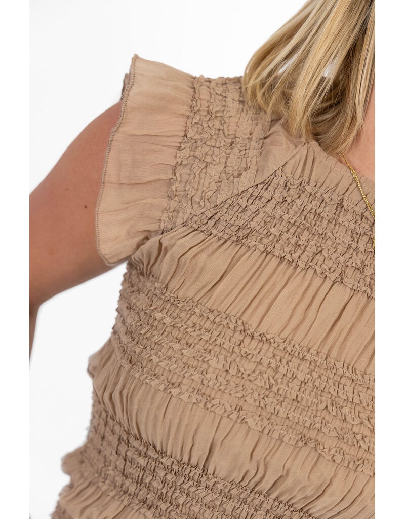 21Jewelz Strakke top met structuur - donker beige