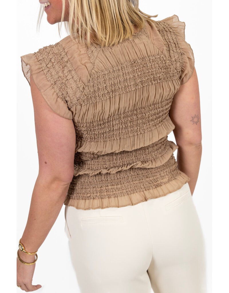 21Jewelz Strakke top met structuur - donker beige