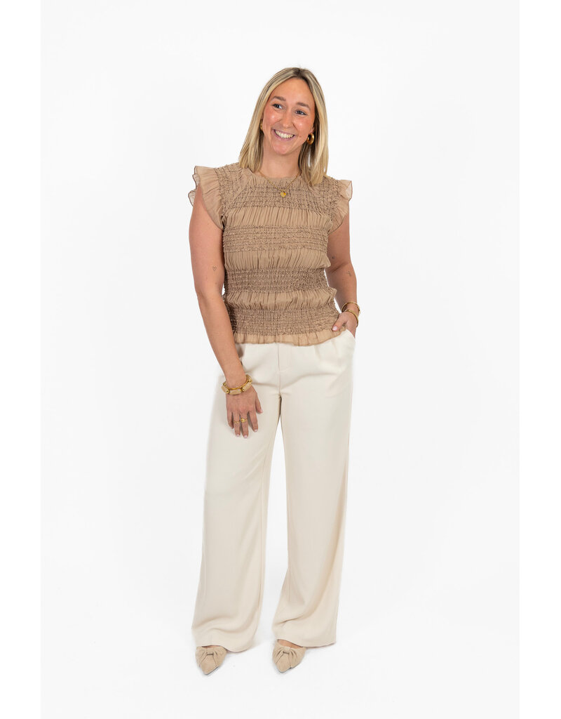 21Jewelz Strakke top met structuur - donker beige