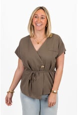 21Jewelz Overslag blazer met korte mouwen - taupe