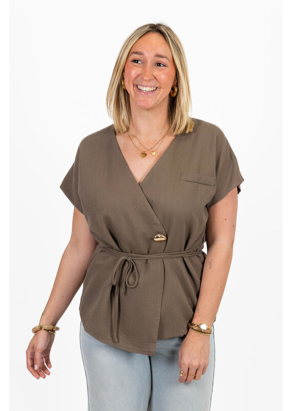 21Jewelz Overslag blazer met korte mouwen - taupe