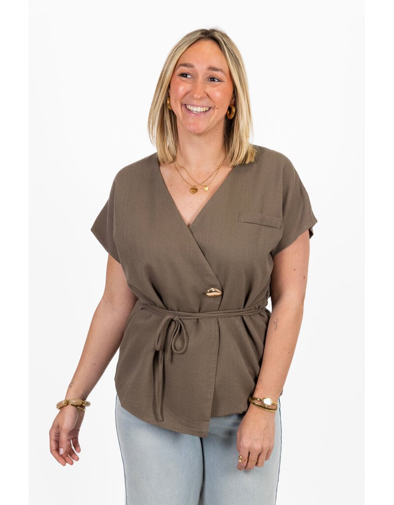 21Jewelz Overslag blazer met korte mouwen - taupe