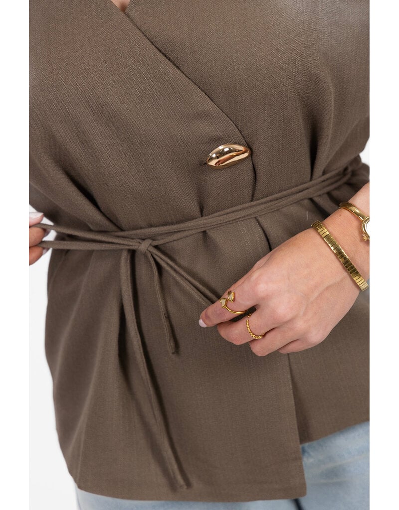 21Jewelz Overslag blazer met korte mouwen - taupe