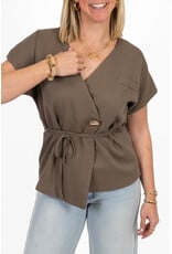 21Jewelz Overslag blazer met korte mouwen - taupe
