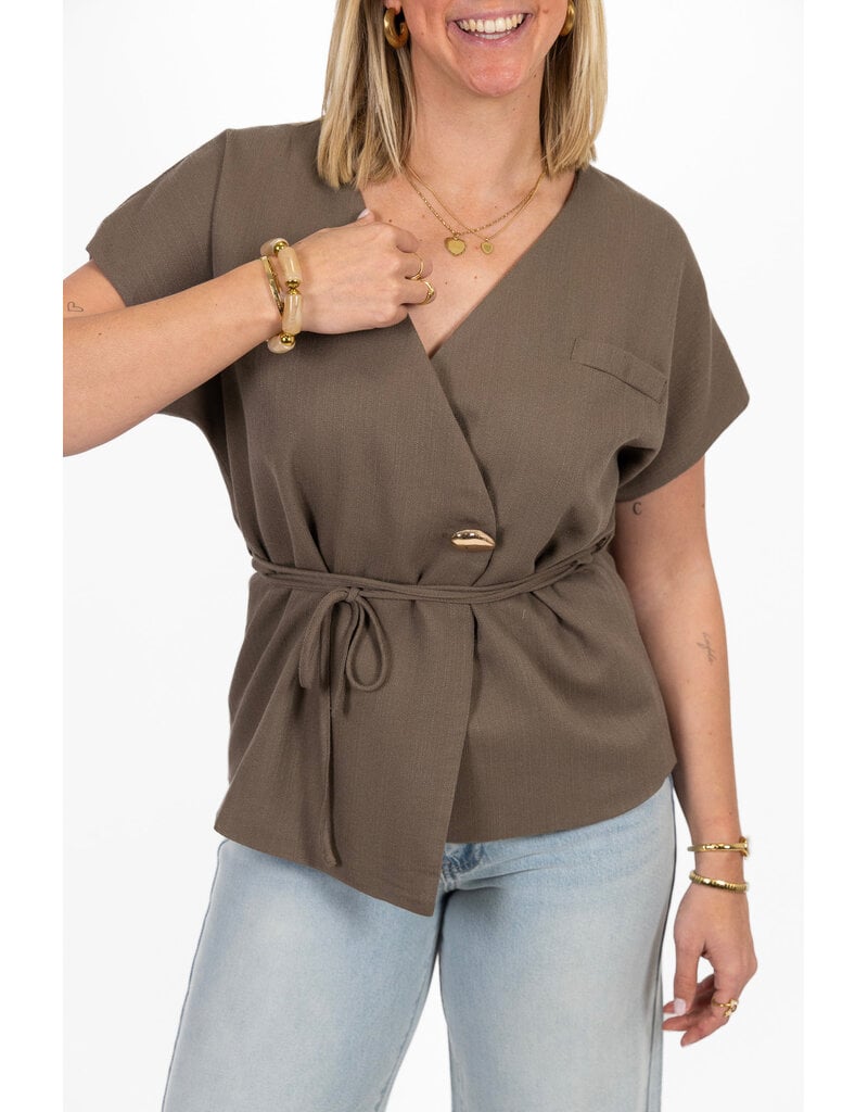 21Jewelz Overslag blazer met korte mouwen - taupe