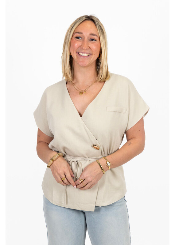 21Jewelz Overslag blazer met korte mouwen - beige