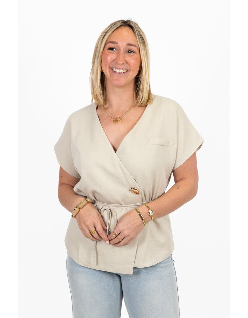 21Jewelz Overslag blazer met korte mouwen - beige