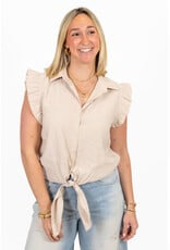 21Jewelz Blouse met knoopdetail & ruffles - beige