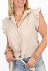 21Jewelz Blouse met knoopdetail & ruffles - beige
