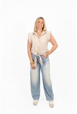 21Jewelz Blouse met knoopdetail & ruffles - beige