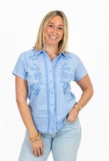 21Jewelz Gestreepte blouse met korte mouwen - blauw/wit