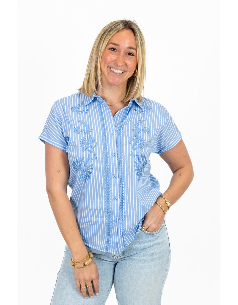 21Jewelz Gestreepte blouse met korte mouwen - blauw/wit