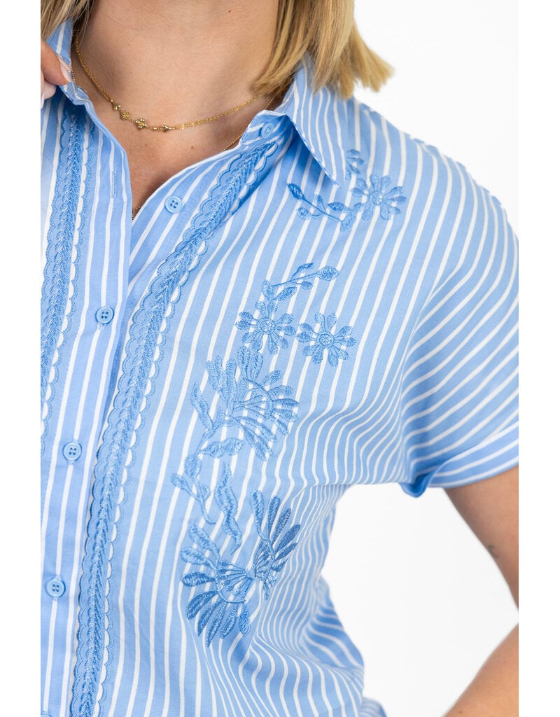 21Jewelz Gestreepte blouse met korte mouwen - blauw/wit