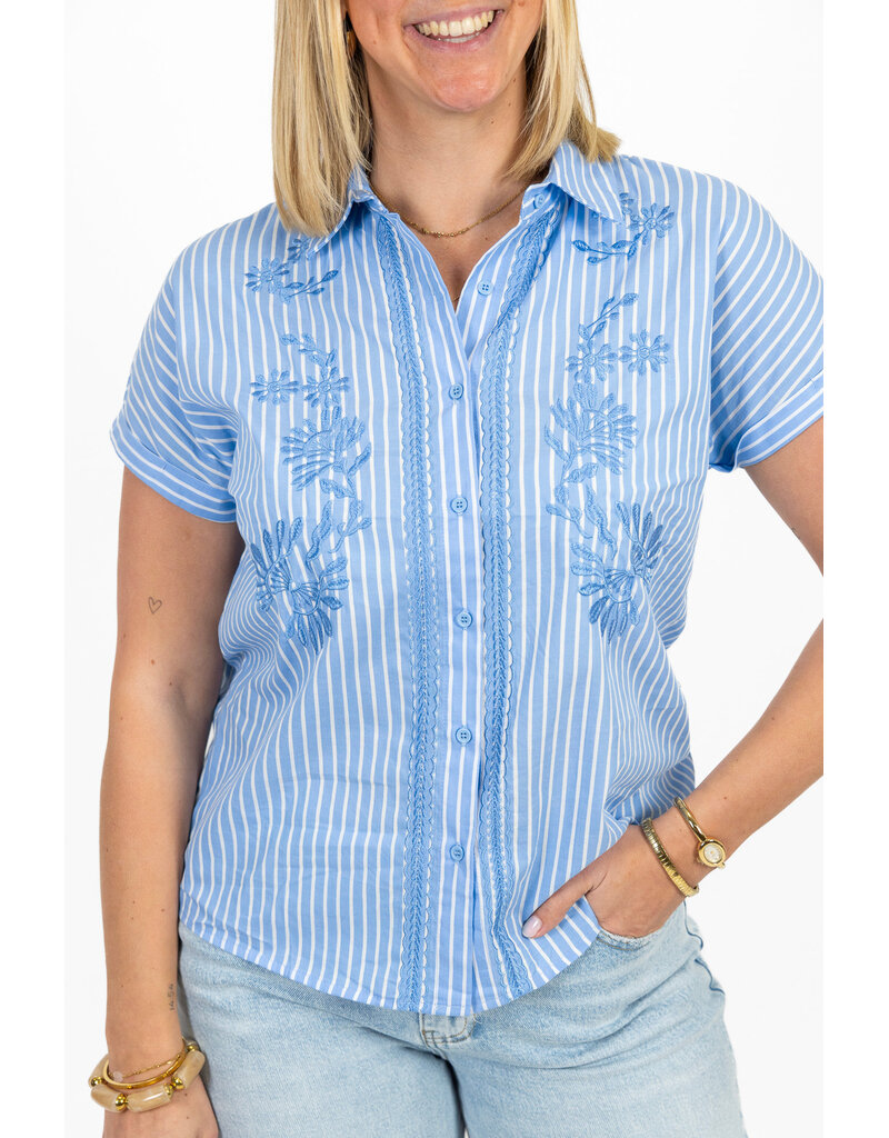 21Jewelz Gestreepte blouse met korte mouwen - blauw/wit