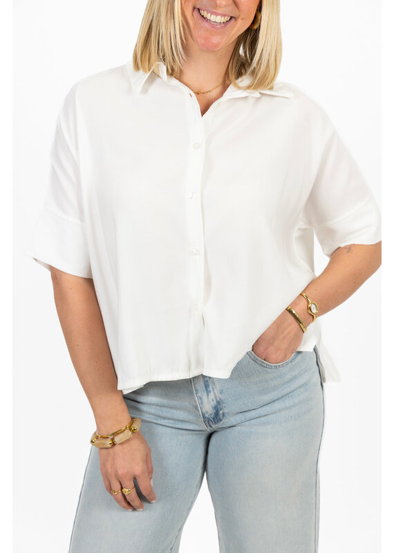 21Jewelz Losvallende blouse met korte mouwen - wit