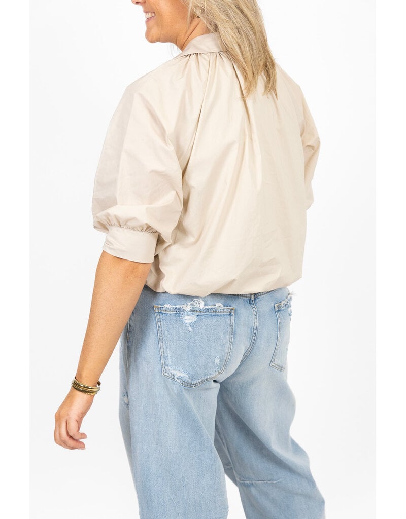 21Jewelz Effen blouse met driekwart pofmouw - beige
