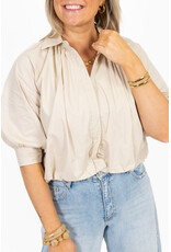 21Jewelz Effen blouse met driekwart pofmouw - beige