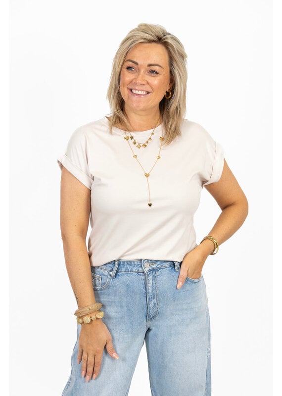 21Jewelz Basic truitje met opgerolde mouwtjes - ecru