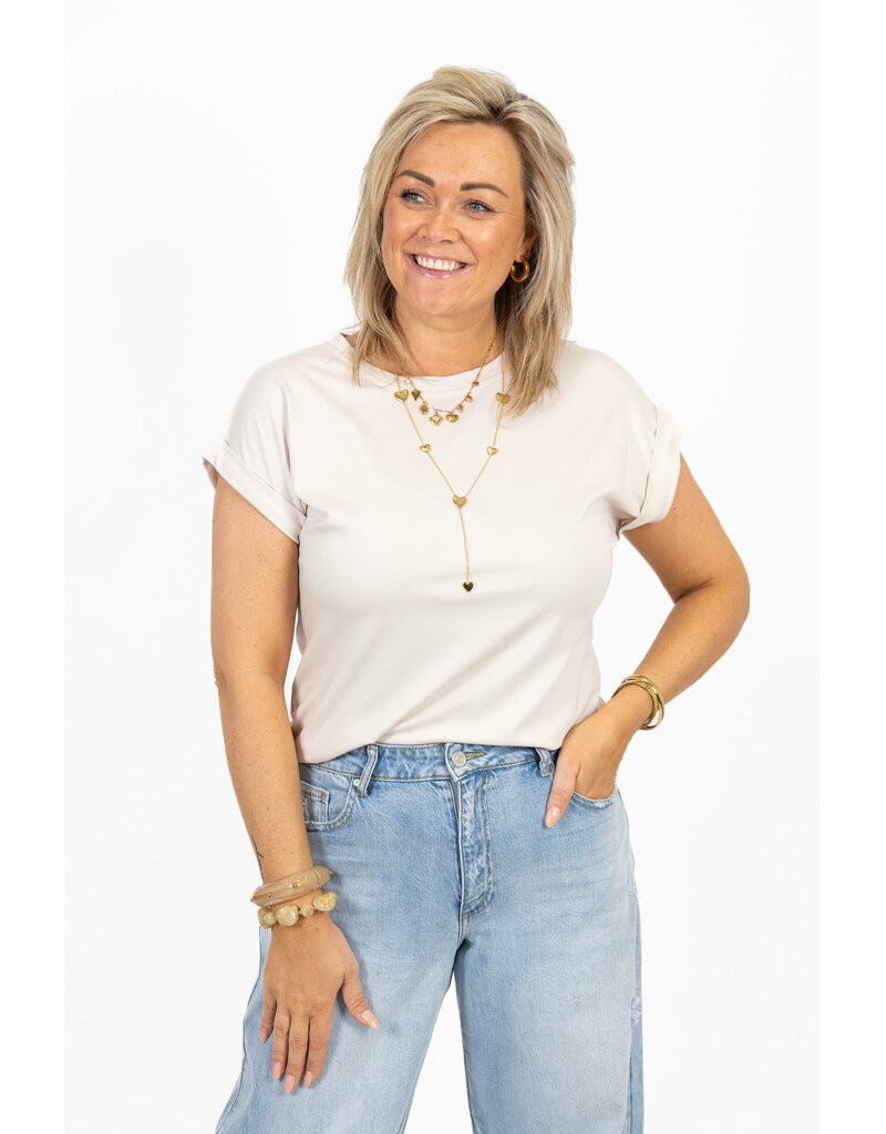 21Jewelz Basic truitje met opgerolde mouwtjes - ecru