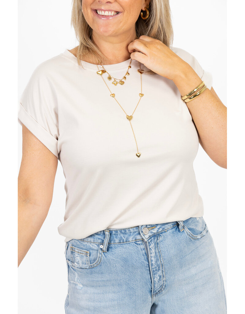 21Jewelz Basic truitje met opgerolde mouwtjes - ecru