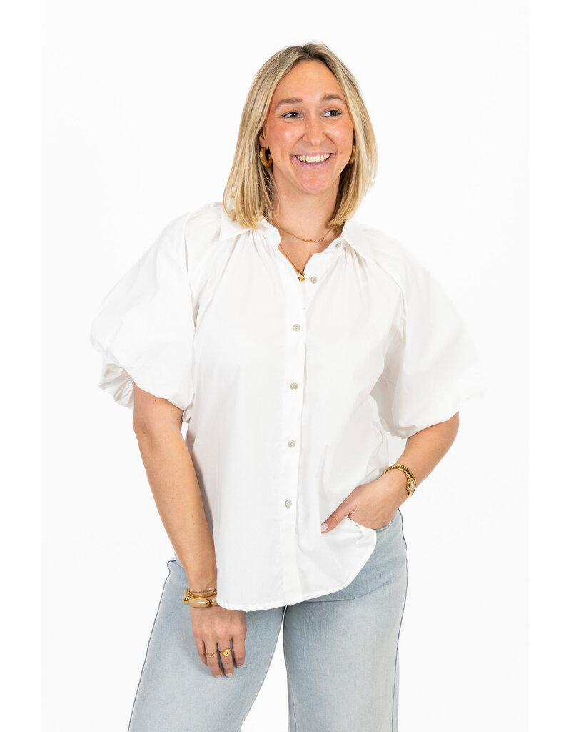 21Jewelz Effen blouse met korte pofmouw - wit